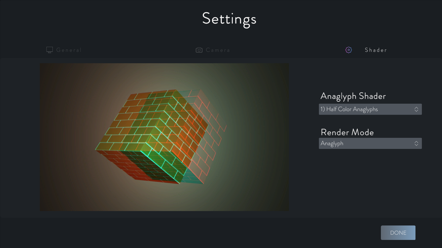 Configuring shader and render mode